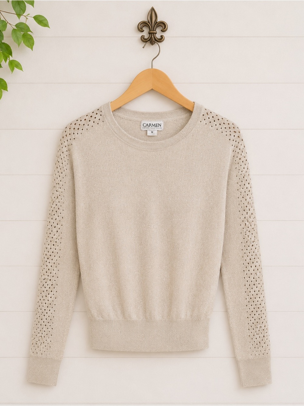 Carmen Marc Volvo Crew Neck Glitz Long Sleeve Soft Sweater M